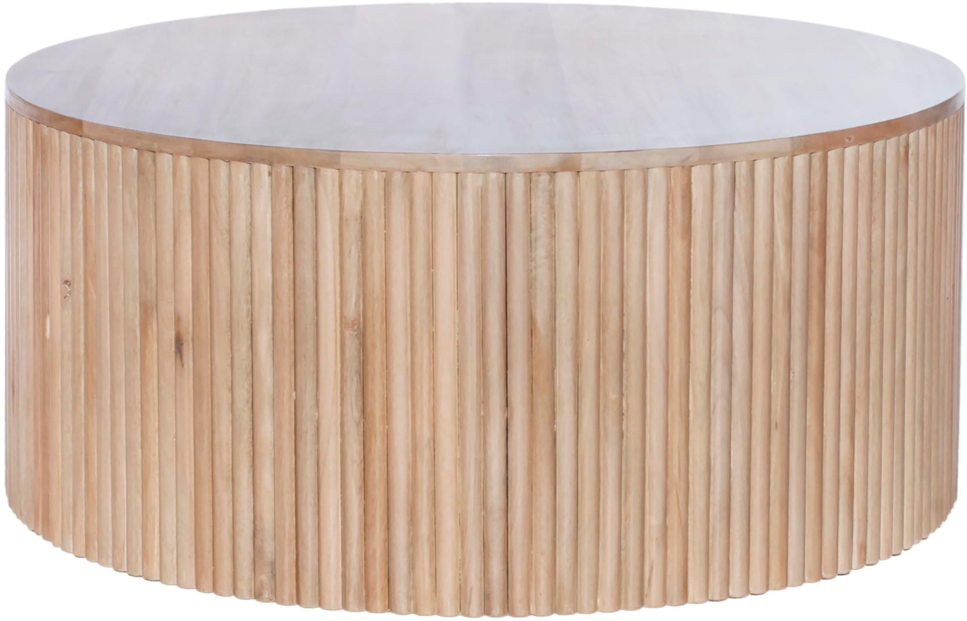 Meridian Furniture Oakhill Collection Modern | Contemporary Round White Oak Finish Coffee Table, 36" W x 36" D x 16" H, Brown - WoodArtSupply