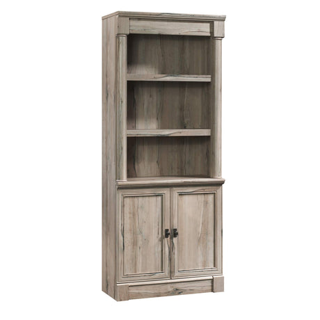 Sauder Palladia Library with Doors/Book Shelf, L: 29.37" x W: 13.9" x H: 71.85", Split Oak finish Sauder
