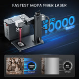 Monport 30W Fiber Laser Engraver＆Rotary Axis with Lightburn,MOPA Laser Marking Machine with 6.9" x 6.9" Lens Red Dot Guide for Metal Color Marking for Aluminum Gold Steel More Monport