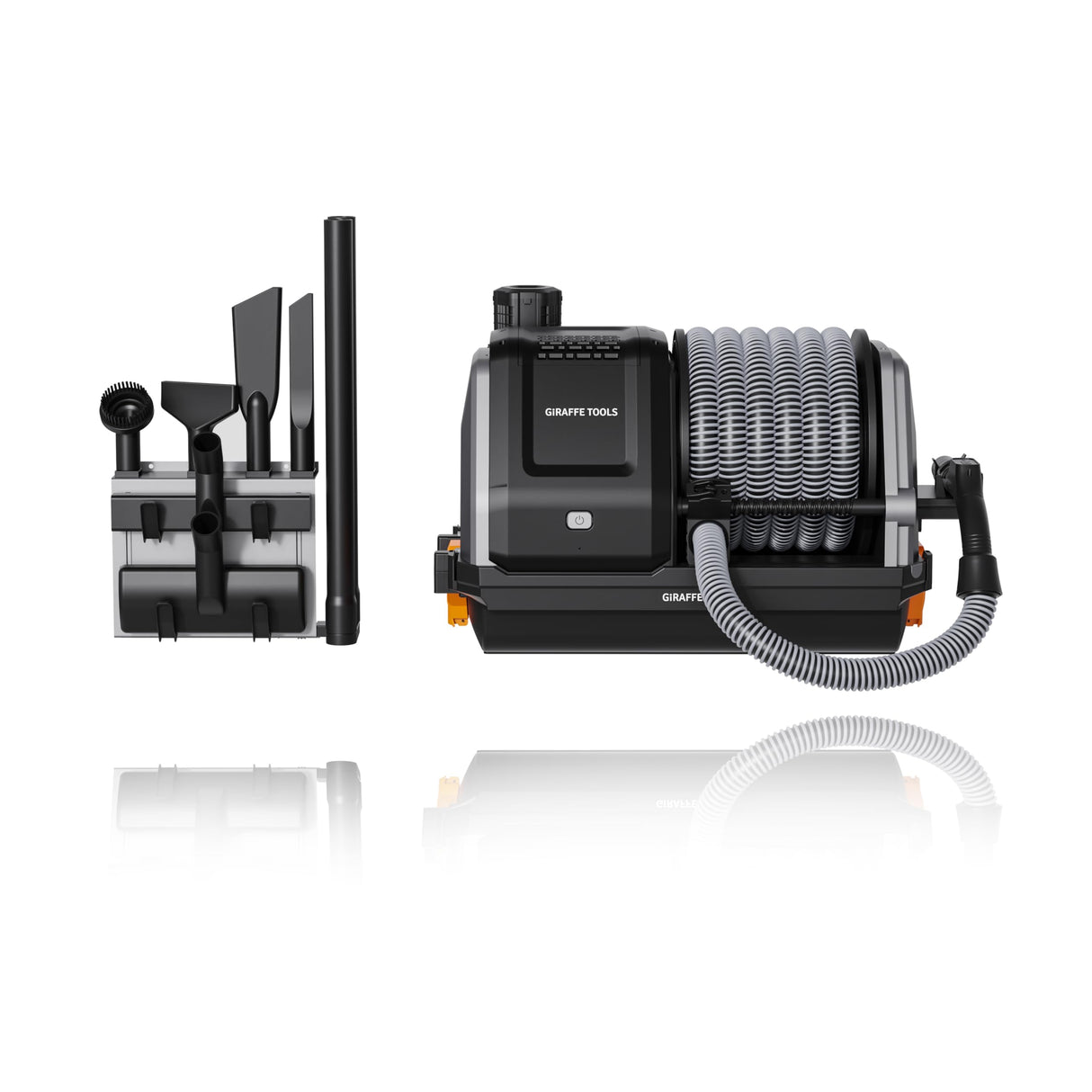 Giraffe Tools Grandstorm Retractable Vacuum Cleaner Wall-Mounted, Shop Wet Dry Vacuum Cleaner with 6 Nozzles for Car Detailing Remote Control Garage Vacuum, Grey Giraffe Tools