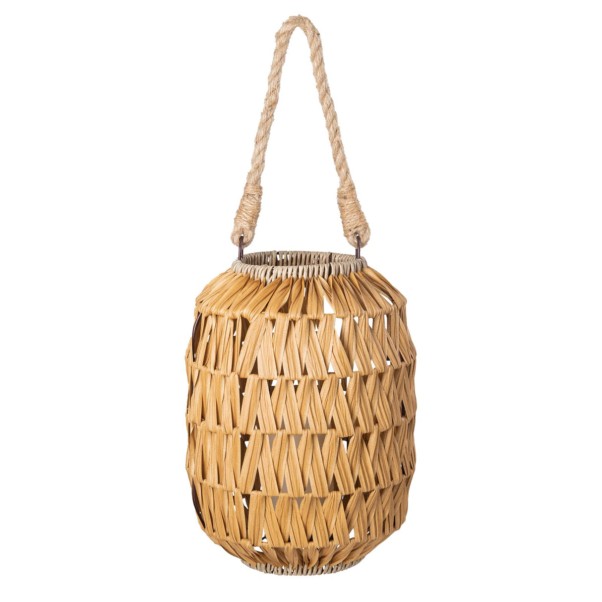 Bdor Candle Hurricane Lantern - 22.4in Decorative Candle Lanterns / Natural Rattan Outdoor Lantern with Removable LED Candle and Burlap Jute Rope Handle, Lantern Decorative for Home, Porches, Hallway Bdor