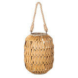 Bdor Candle Hurricane Lantern - 22.4in Decorative Candle Lanterns / Natural Rattan Outdoor Lantern with Removable LED Candle and Burlap Jute Rope Handle, Lantern Decorative for Home, Porches, Hallway Bdor