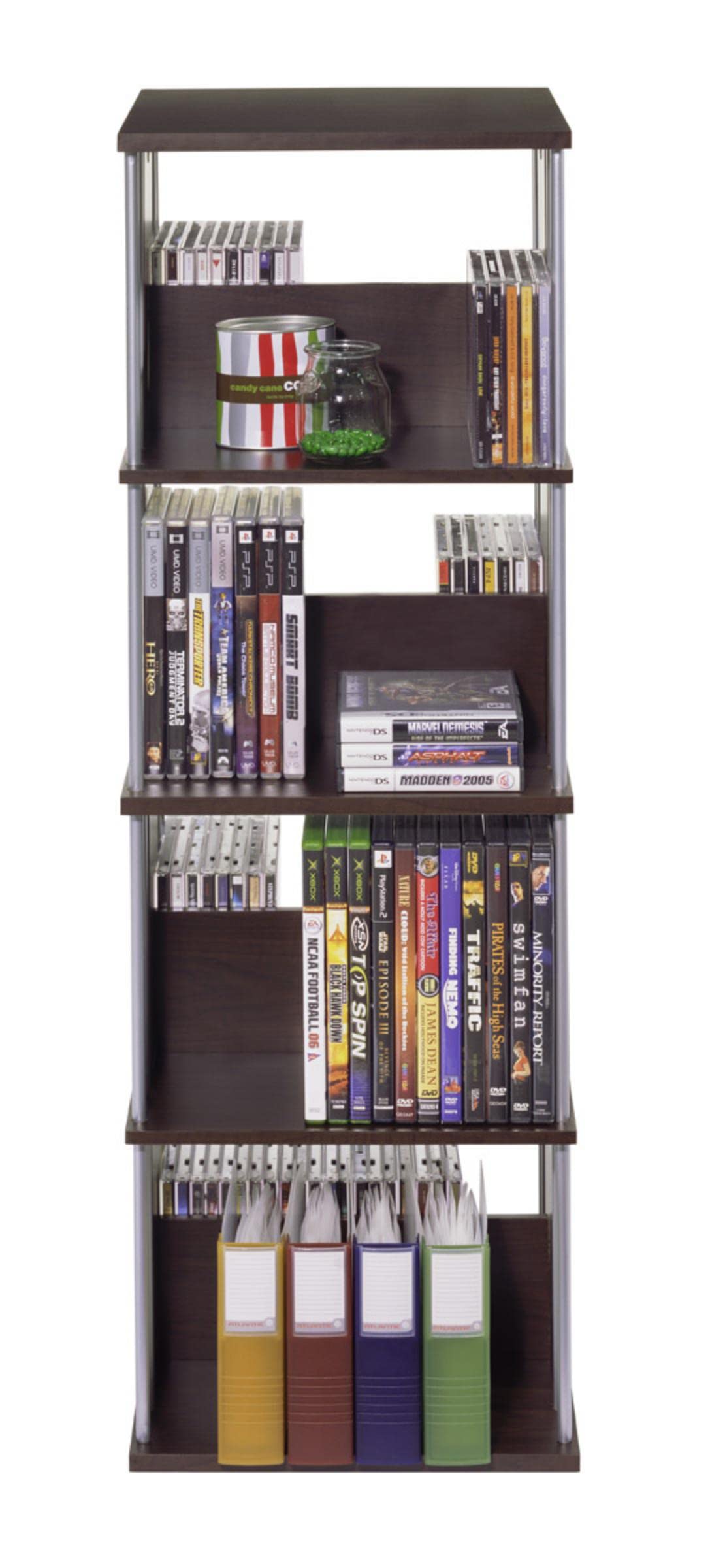 Atlantic Typhoon Media Storage Spinner, Engineered Wood, Space-Saving 360-Degree Rotation, Organize & Protect Prized Media & Memorabilia Collections, PN 82635716 – Espresso Atlantic