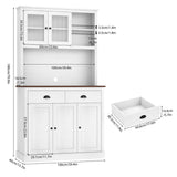 IDEALHOUSE Pantry with Drawers and Adjustable Shelves, 71”Tall Freestanding Kitchen Pantry Cabinet with Microwave Stand, Hutch Cabinet for Kitchen, Dining Room, White IDEALHOUSE