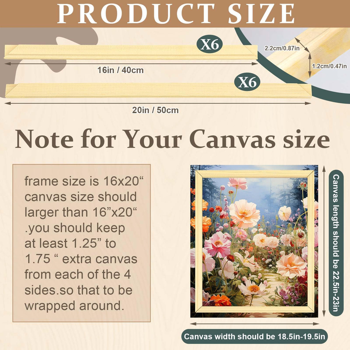 DoubleFill 3 Pack DIY Canvas Stretcher Bars 16x20 Inch Canvas Frame Wood Canvas Frames Kit Easy to Assemble for Prints, Posters, Oil Painting, Canvas Painting, Embroidery Stitch and Needlepoint Arts DoubleFill