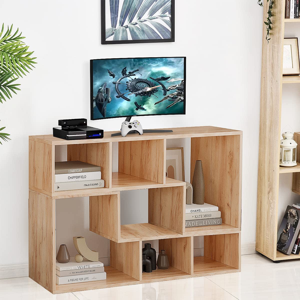Recaceik Cube Bookshelf 2 Shelf Bookcase L-Shaped TV Console Stand Modern Entertainment Center with Open Storage Shelves for CDs/Movies/Books for Living Room, Bedroom, Home Office Recaceik