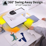 AKEYDIY Swivel Auto Heat Press 15"x15" Heat Press Machine for T Shirts, Professional Sublimation Shirt Press Heat Transfer Machine with Auto Open & Release, Adjustable Pressure & Higher Heating Height AKEYDIY