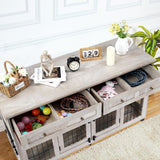 Dog Crate Furniture with 5 Doors,58" Wooden Dog Kennel End Table with Large Capacity Drawers,Dog House with Openable Divider for Small/Medium/Large Dog,Dog Cage,Side End Table,Rustic Grey LALFPET