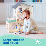 TOOKYLAND Wooden Dollhouse for Kids Doll House with Simulated Luxury Furniture Set Preschool Dollhouse Playset for Girls Toddlers Gifts TOOKYLAND