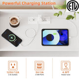 Memobarco Nightstand with Charging Station and LED Light,Modern Nightstand with USB Ports and Outlets,Wood Bedside Tables with 2 Storage Drawers,Small Dresser for Bedroom Small Space,White Memobarco