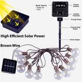 ALL FORTUNE Solar Outdoor String Lights, 15FT G50 Patio Lights String Waterproof with 10 Warm White LED Shatterproof Bulbs, Perfect for Garden, Backyard, Pergola, Party, Cafe, Camping Decoration ALL FORTUNE