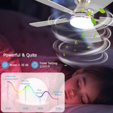 Ayaoty Ceiling Fans with Lights, 48 inch Low Profile Ceiling Fan with Light and Remote Control, Flush Mount RGB Dimmable Light, Noiseless, Nickel Ceiling Fan for Bedroom Indoor/Outdoor Use Ayaoty
