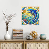 YIYIAH Dolphin Diamond Art Kits for Beginners - Paint by Numbers Kit for Adults - Adult Crafts Diamond Dot Set - Diamond Art Home Decor Holiday Gift 12×12 Inch YIYIAH