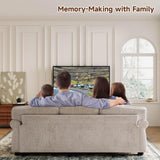 ONBRILL 90 Inch Nailhead Trim Couch for Living Room, 23 Inch Deep Seat Rolled Arm Sofa, Comfy Upholstered 3 Seater Chenille Couch w/Wooden Leg, Large Traditional Sofa for Farmhouse, Beige ONBRILL