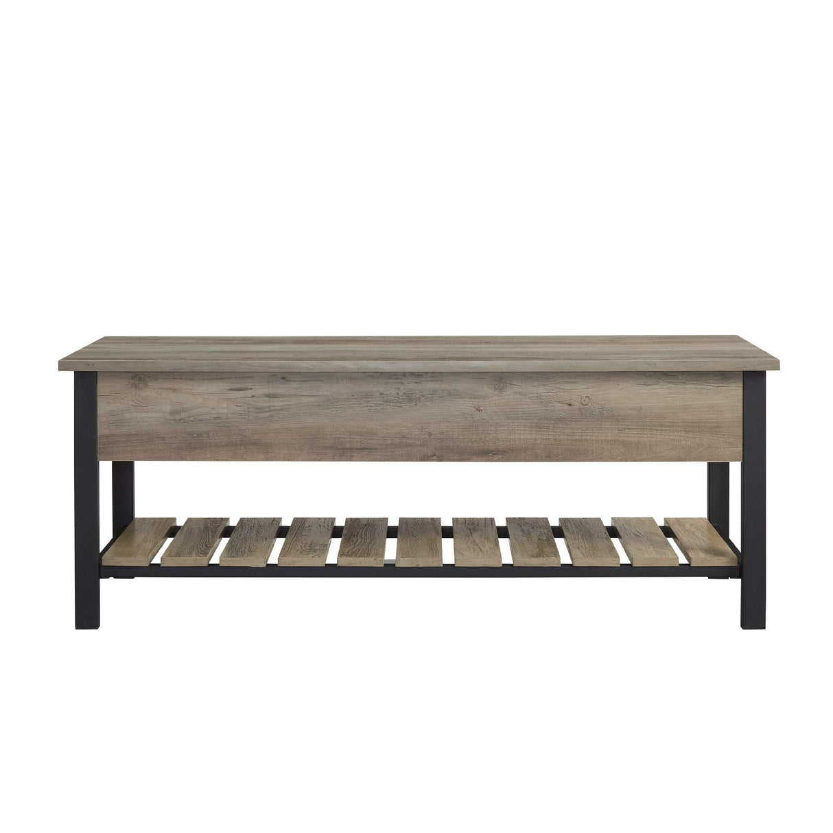 Walker Edison Julian Rustic Farmhouse Lift Top Entry Bench with Bottom Rack, 48 Inch, Grey Walker Edison