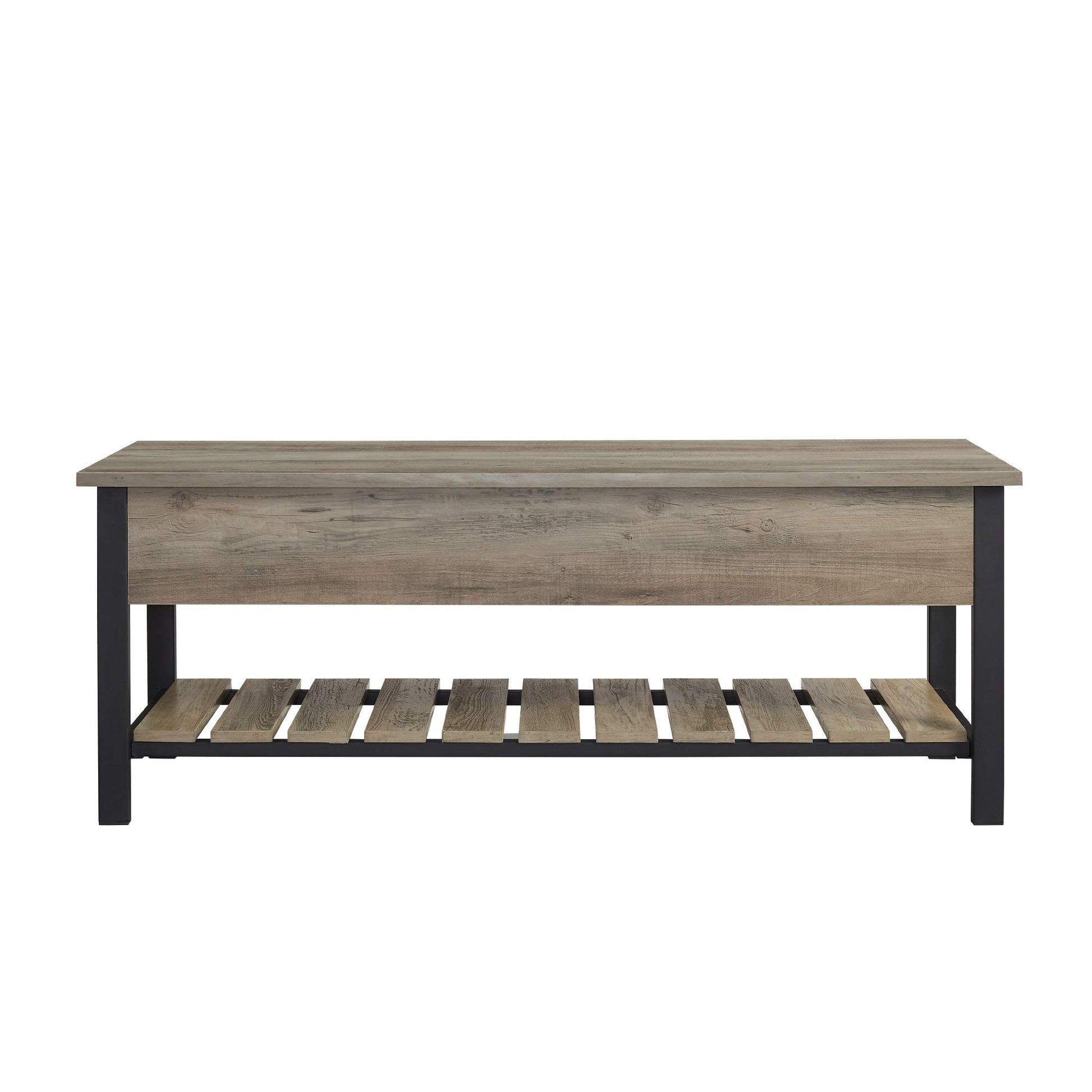 Walker Edison Julian Rustic Farmhouse Lift Top Entry Bench with Bottom Rack, 48 Inch, Grey - WoodArtSupply