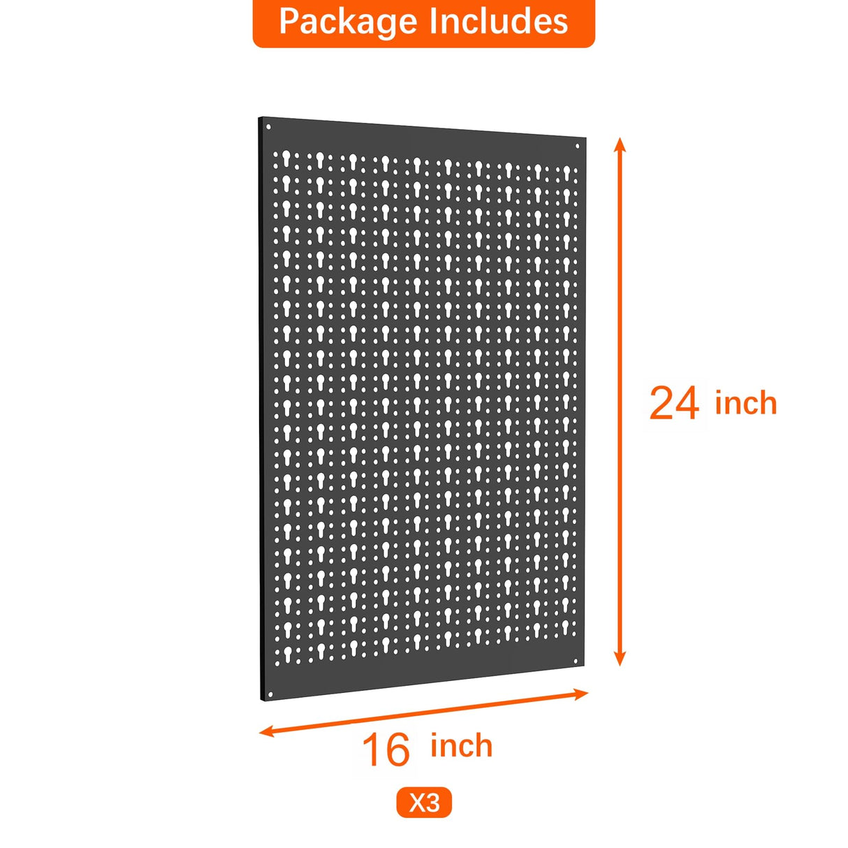 TORACK 3 PCS Metal Pegboard Panels for Garage Wall Utility Tools Storage Pegboard for Workbench, Modular Peg Board Tool Organizer Board Kit(Pack of 3, Black) TORACK