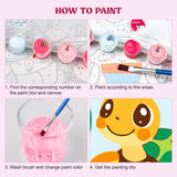 MXJSUA Framed 4 Pack Cute Animals Paint by Numbers Kit, DIY Paint by Number Kits for Kids Ages 6-12, Paint by Numbers Kits for Children Beginner, Acrylic Oil Painting for Home Wall Decor (8x8inch) MXJSUA