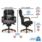 La-Z-Boy Delano Big & Tall Executive Office Chair, High Back Ergonomic Lumbar Support, Bonded Leather, Black with Mahogany Wood Finish La-Z-Boy