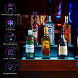 B4Life LED Lighted Liquor Bottle Display Shelf, 2 Tier 16 Inch LED Bar Shelves for Liquor Bottles, Bar Bottle Display Shelf, Lighted Liquor Shelf, Bar Lights for Liquor Shelves B4Life