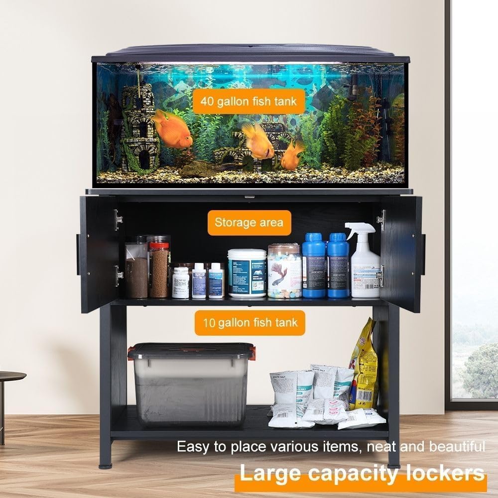 SMONTER Aquarium Stand 40 Gallon Metal Fish Tank Stand Cabinet with Storage Shelf, W36.6*D18.9*H31.5 (Stand Only) SMONTER