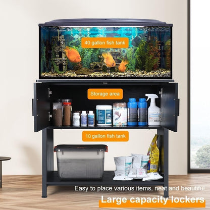 SMONTER Aquarium Stand 40 Gallon Metal Fish Tank Stand Cabinet with Storage Shelf, W36.6*D18.9*H31.5 (Stand Only) - WoodArtSupply