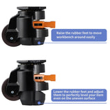 MOLIGOU Leveling Stem Casters, Retractable Leveling Casters with Ratchet Handle, Heavy Duty Workbench Casters, Total Load Capacity 2200 Lbs, 4 Pack MOLIGOU