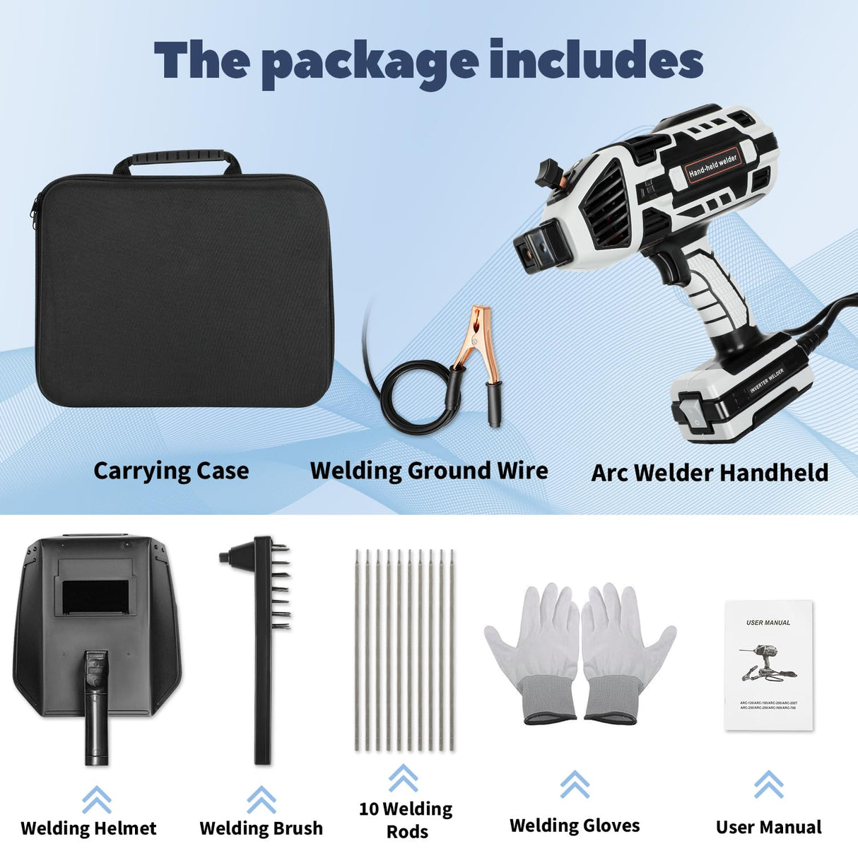 Portable Welding Machine, 110V Handheld Welder Machine with IGBT Inverter 6 Variable Current Adjustment 20-120Amp Output Portable ARC Welding Machine for 1/16"-1/8" All Size Welding Rod FAHKNS