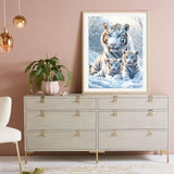 Miwixy White Tiger Diamond Art Kits for Adults,Animal Diamond Painting Kit, Winter 5D Full Drill Round Diamond Dots Paintings Canvas for Beginners Home Wall Decor12x16inch (Tiger-A) Miwixy