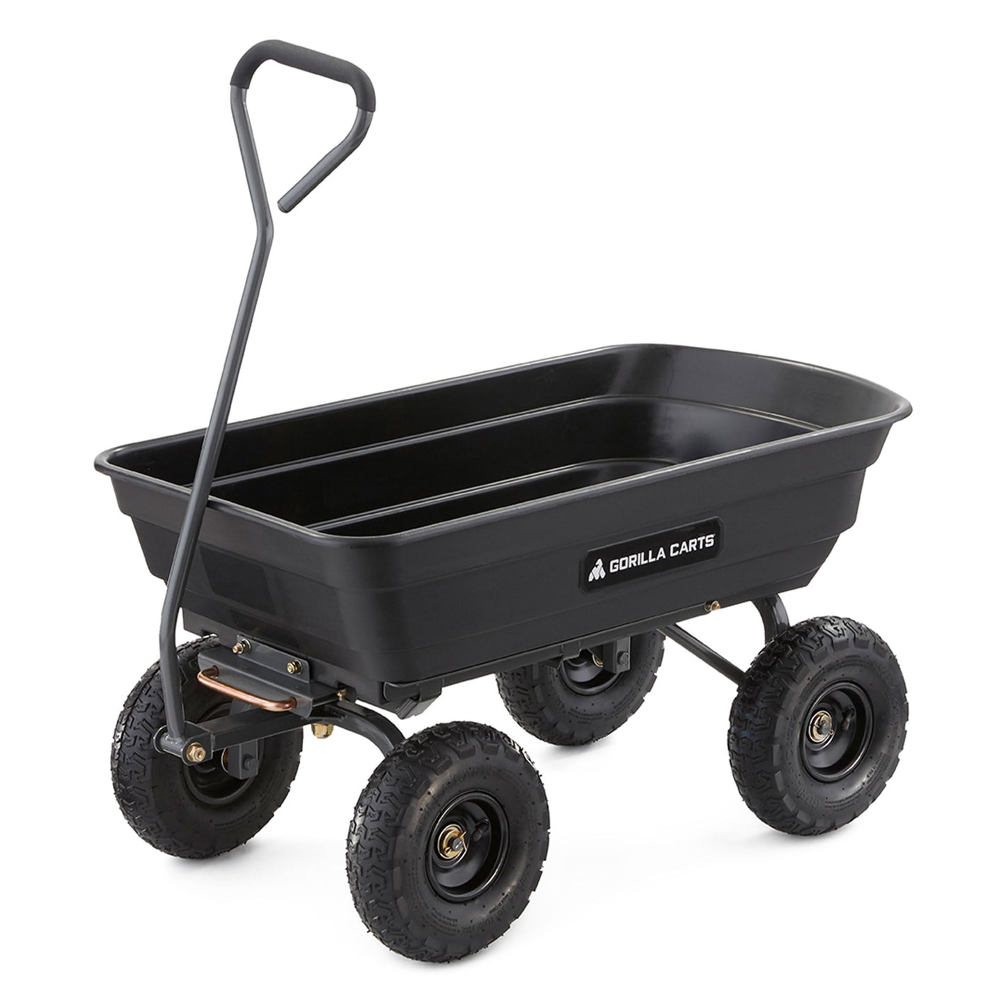 Gorilla Carts Poly Garden Dump Cart with Easy to Assemble Steel Frame, Camping Beach Wagon w/Quick Release System, 600 Pound Capacity, & 10 Inch Tires