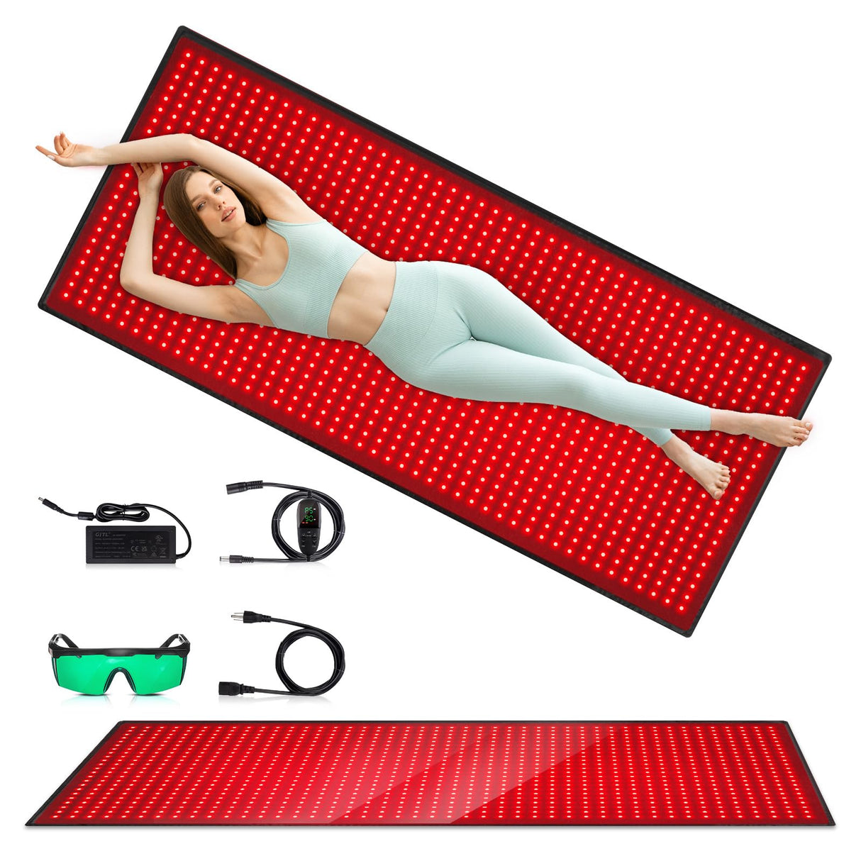 Red Light Therapy Mat for Body, 71"x 31" Red Light Therapy Blanket Red Near Infrared 660nm 850nm Full Body Pad, 1280 LEDs Infrared Light Therapy for Body for Pain Relief, Improved Sleep GMOWNW