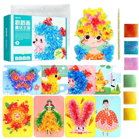 Creative Puzzle Puncture Painting Poke Art DIY Toys,Poking Painting Fabric Art Frenzy Paper Craft Kit Creative Toys DIY Arts Craft Kit Fashion Design Drawing Book with Watercolor Painting (B) Virtegasas