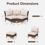 GREEN PARTY 7 Pieces Wicker Patio Furniture Set, All-Weather Outdoor Rattan Half-Moon Patio Curved Sectional Sofa Conversation Set for Garden, Backyard, 2 x Ottomans GREEN PARTY