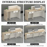 L-Shaped Reception Desk with Counter, Lockable Drawers & Storage, Modern Front Desk Reception Counter 47–118 Inch, Office Salon Checkout Receptionist Desk Wood + White Right 78.7 x 23.6 x 39.4 in Tazyee