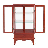 HIUU Cherry Curio Cabinets with Glass Doors,49.4’’H Curio Cabinet with Lights,Display Cabinet with Glass Doors and Adjustable Shelves,Wooden China Cabinet for Living Room HIUU
