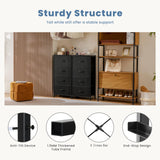 DUMOS 4 Drawers Dresser for Bedroom, Chest of Drawers, Closet Storage with 4 Drawers, Cloth Dresser Clothes Organizers Tower with Fabric Bins, Metal Frame, Wood Tabletop DUMOS