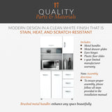 Inval, 71" H x 23.6" W x 17.1" D, White Kitchen Microwave Storage Cabinet with 3 Drawers, Kitchenette Standing Pantry Inval