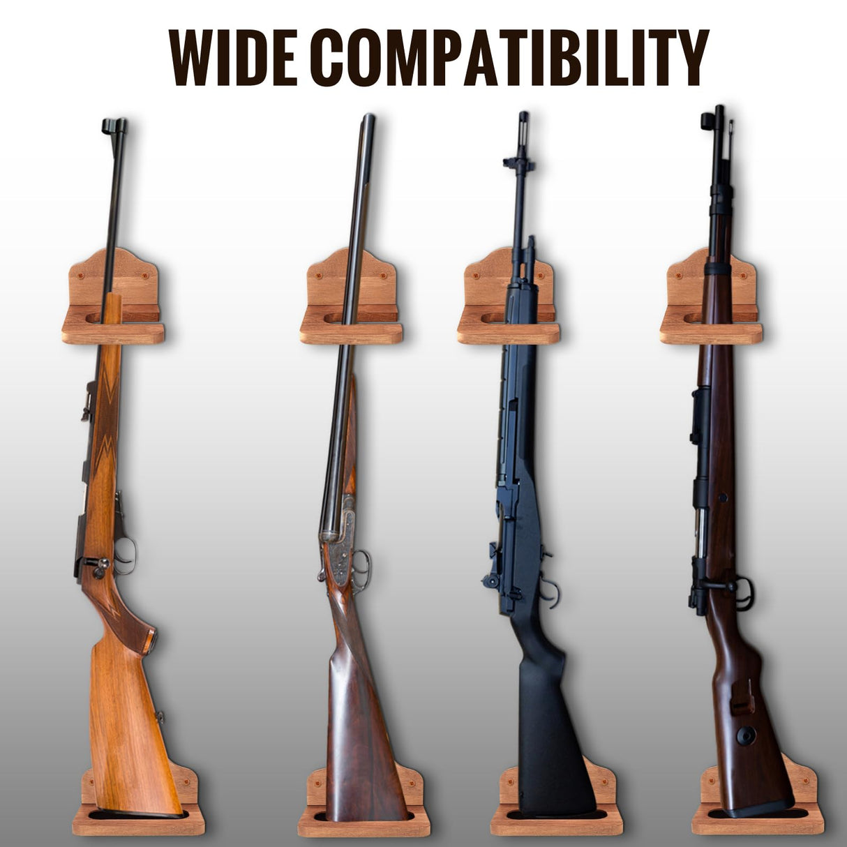 GlikCeil 1 Set Vertical Gun Rack Hardwood Gun Rack Holder Wall Mount Brown Rifle Rack Wooden Gun Hooks Gun Hangers for Wall for Rifles Shotguns Bows Display Storage GlikCeil