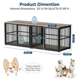 Lyromix 86.62''Dog Crate Furniture Large Breed TV Stand with Double Rooms,Wooden Dog Kennel Dog Crate End Table with Removable Divider for Large Medium Dogs, Can Use Separately Lyromix