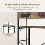 Anycoo Bakers Rack with 3 Power Outlets, 4-Tier Microwave Stand with Storage, Freestanding Kitchen Shelf Stand 23.6”L x 15.7”W x 51.2”L, Rustic Brown Coffee Bar Table Anycoo