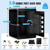 Gun Safe, 2.0 Cu ft Gun Safe for Handgun with Pistol Rack Door Organizer, Pistol Safe with Digital Electronic Keypad, Alarm Home Safe with Adjustable Shelf, Fixable Silent Safe for Valuables Dononr