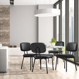 Sweetcrispy Dining Chairs Set of 4, Upholstered Mid Century Modern Kitchen Dining Room Accent Chairs with Faux Leather Cushion Seat & Metal Legs for Kitchen, Living Room - Black Sweetcrispy