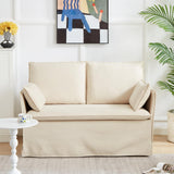 Sivoey Slipcovered Loveseat Sofa, 52" Small Couch with Throw Pillows, Single Seat Cushion, Easy Assembly, Modern Loveseat Sofa for Living Room, Office, Apartment, Small Space, Beige Sivoey