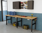 SPECRAFT 96“ Adjustable Heavy Duty Workbench with 4 AC Outlet and 2 USB Ports Power Outlets, 5000 Lbs Capacity, Rubber Wood Top for Garage, Workshop, Office SPECRAFT