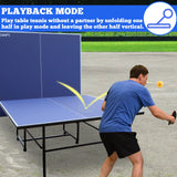 Table Tennis Table Mid-Size 9ft, Foldable Ping Pong Table Top Full Size with 2 Paddles, 2 Balls, 1 Net & 4 Wheels, Folding Table Tennis for Indoor & Outdoor, Quick Assembly to Support Multiplayer GYMFLEX