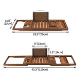 VaeFae Teak Bathtub Tray, Expandable Wooden Bath Tray for Tub with Wine and Book Holder, Solid Bathroom Caddy with Free Teak Body Brush VaeFae