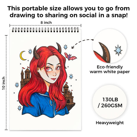 Ohuhu Double-Sided Bleedproof Coloring Book for Alcohol Markers - 8"x10" Portraits of Joy Coloring Book - 20 Sheets/40 Patterns - Top Spiral-Bound Design - Stress-Relieving Gift for Adults Teens Women Ohuhu