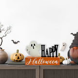 Halloween Decorations Indoor Happy Halloween Sign Ghost Wooden Block Rustic Farmhouse Home Table Top Decor for Fireplace Tier Tray Mantle Haunted House Shelf Eternhome