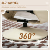 HOMCOM Swivel Recliner with Ottoman, PU Leather Reclining Chair with Ottoman, Upholstered Recliner and Footrest with Wrapped Base for Living Room, Bedroom and Home Office, Cream White HOMCOM