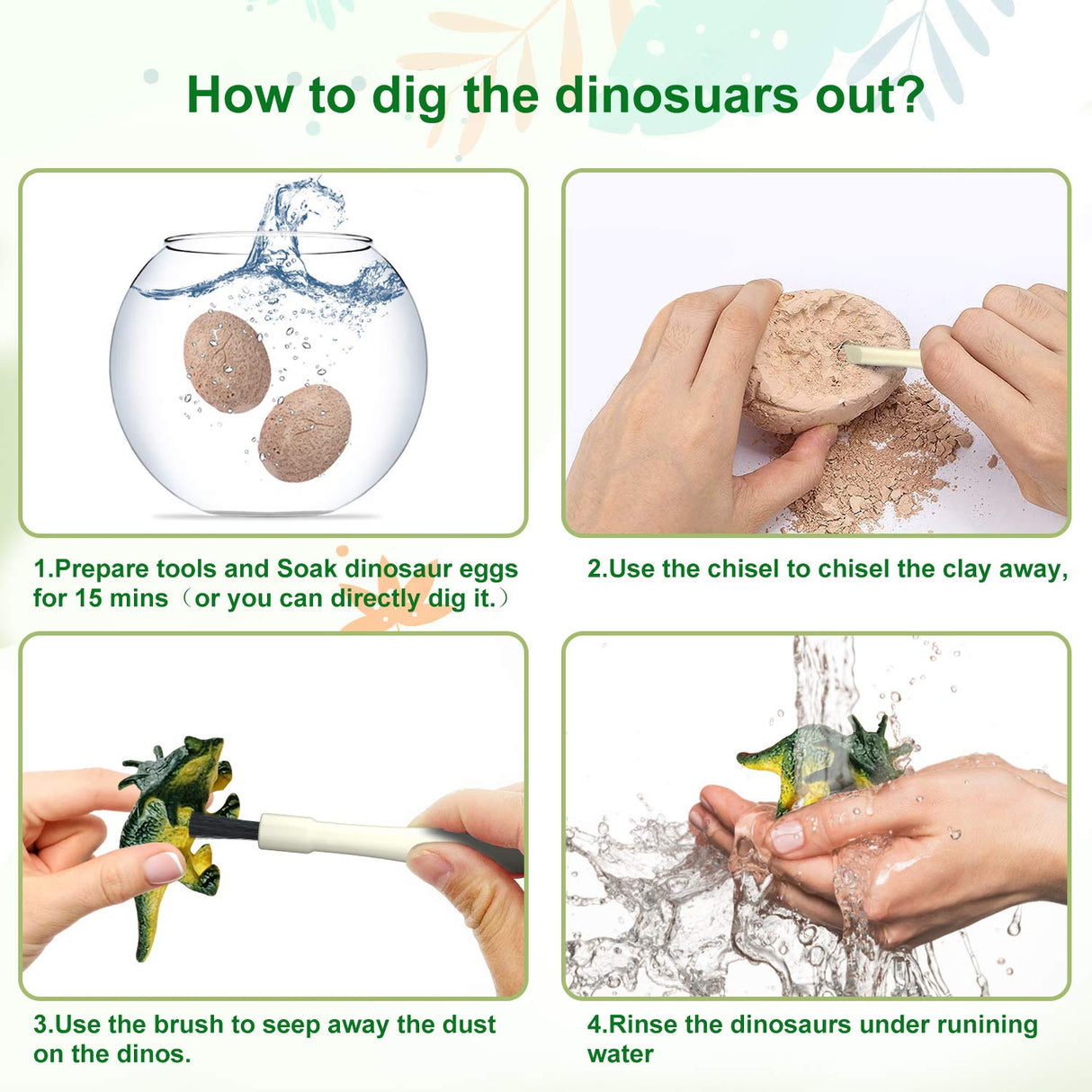 BIGEAR Easter Dinosaur Eggs Excavation Dig Kit - Dinosaur Toys for Kids - Break Open 12 Dinosaur Eggs and Discover 12 Cute Dinosaurs - Archaeology Preschool Science STEM Crafts Birthday Gifts for Boys Bigear